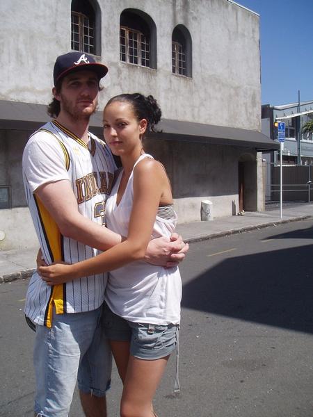 S-Show actors Colin Garlick and Jacqui Nauman, outside the Galatos in Newton